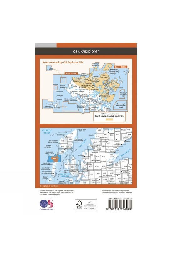  Ordnance Survey Explorer Map 454 North Uist And Berneray