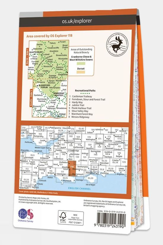  Ordnance Survey Explorer Map 118 Shaftesbury And Cranborne Chase