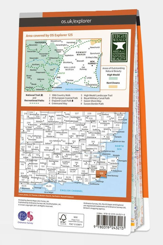 Explorer Map 125 Romney Marsh, Rye And Winchelsea