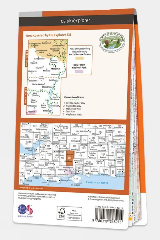  Ordnance Survey Explorer Map 131 Romsey, Andover And Test Valley