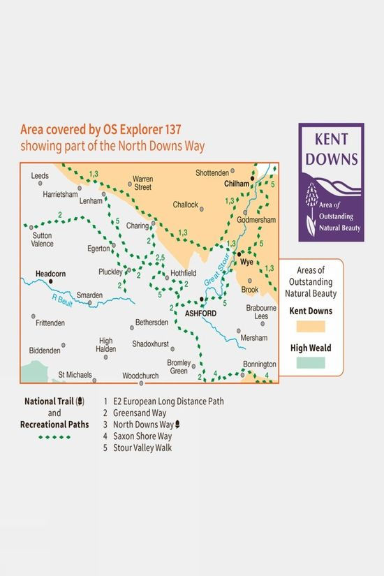  Explorer Map 137 Ashford, Headcorn, Chilham & Wye