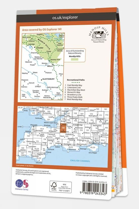  Ordnance Survey Explorer Map 141 Cheddar Gorge And Mendip Hills West