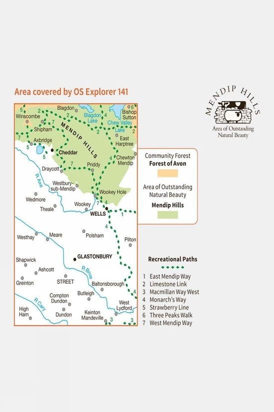  Ordnance Survey Explorer Map 141 Cheddar Gorge And Mendip Hills West