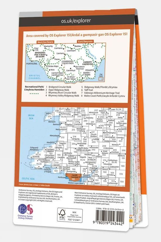  Ordnance Survey Explorer Map 151 Cardiff And Bridgend
