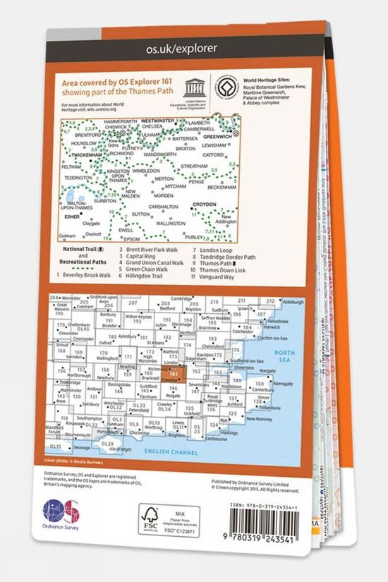  Ordnance Survey Explorer Map 161 London South