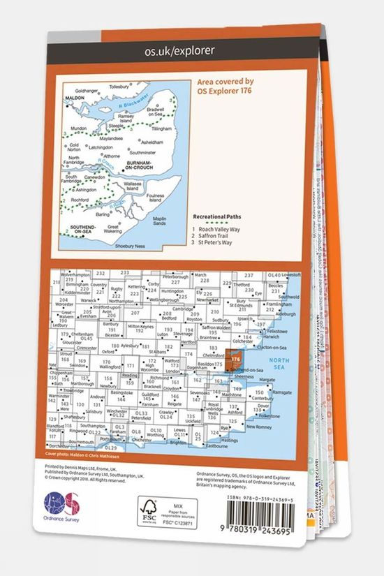  Ordnance Survey Explorer Map 176 Blackwater Estuary