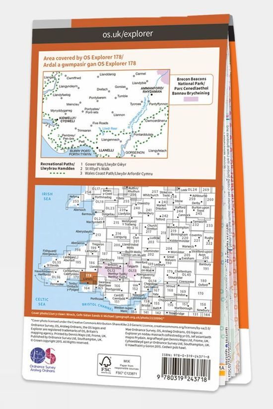  Ordnance Survey Explorer Map 178 Llanelli And Ammanford