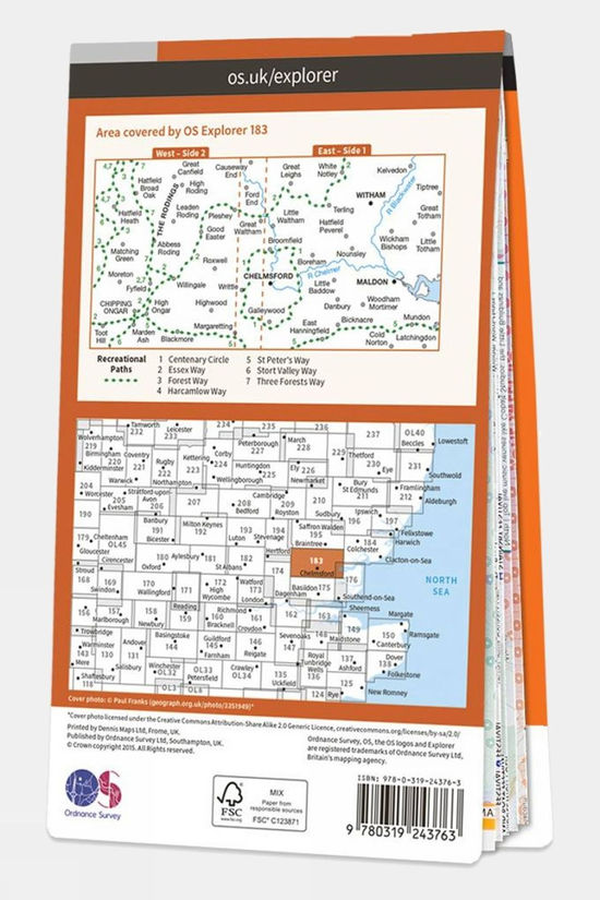  Explorer Map 183 Chelmsford And The Rodings