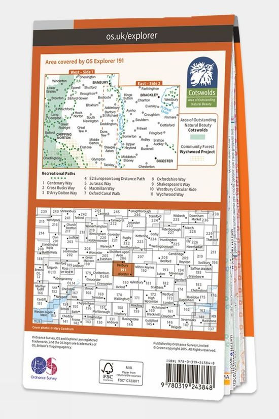  Ordnance Survey Explorer Map 191 Banbury, Bicester And Chipping Norton