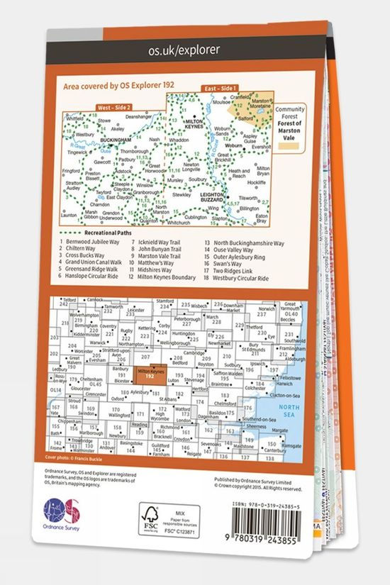  Explorer Map 192 Buckingham And Milton Keynes