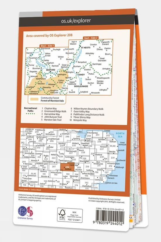  Ordnance Survey Explorer Map 208 Bedford And St Neots