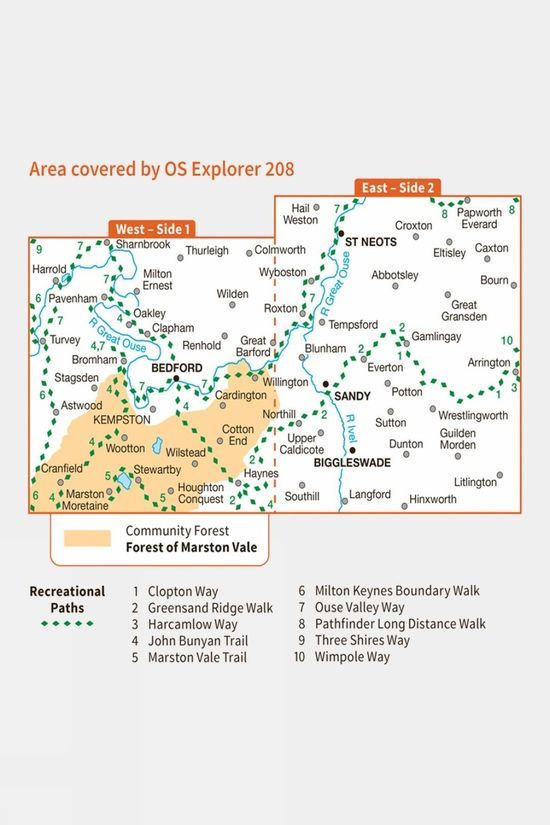  Ordnance Survey Explorer Map 208 Bedford And St Neots