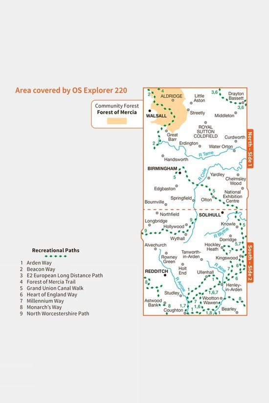  Ordnance Survey Explorer Map 220 Birmingham