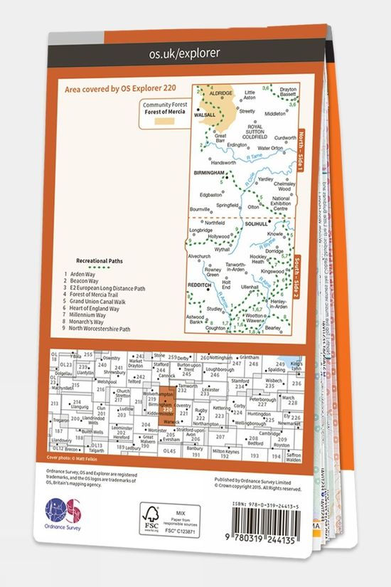  Ordnance Survey Explorer Map 220 Birmingham