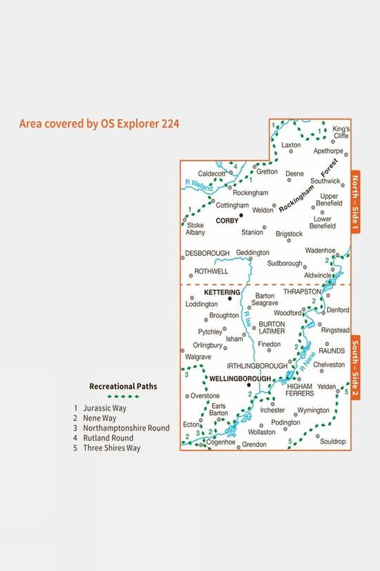  Ordnance Survey Explorer Map 224 Corby, Kettering And Wellingborough