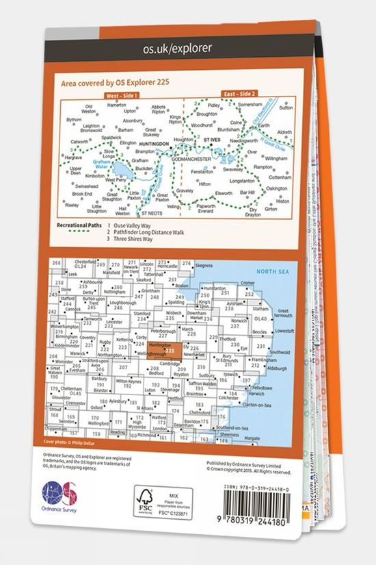  Ordnance Survey Explorer Map 225 Huntingdon And St Ives