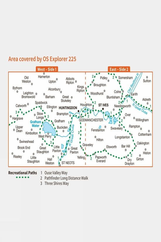  Ordnance Survey Explorer Map 225 Huntingdon And St Ives