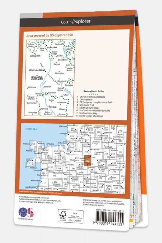  Explorer Map 258 Stoke-on-Trent And Newcastle-under-Lyme
