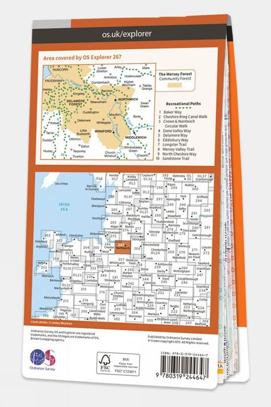  Ordnance Survey Explorer Map 267 Northwich And Delamere Forest