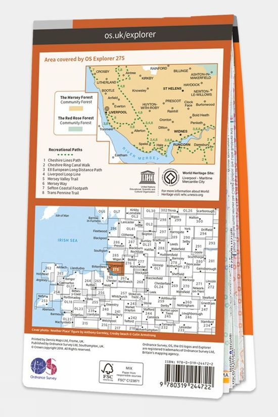  Ordnance Survey Explorer Map 275 Liverpool