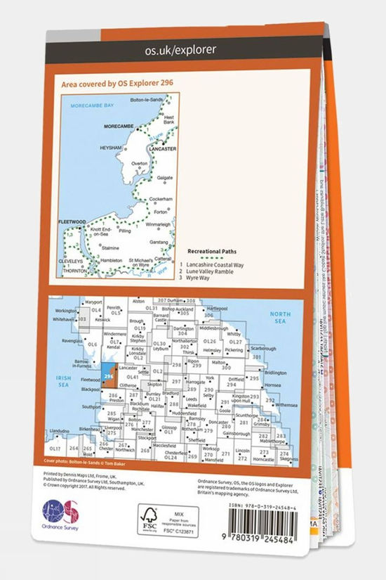  Explorer Map 296 Lancaster, Morecambe And Fleetwood