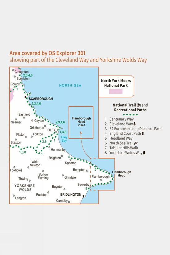  Explorer Map 301 Scarborough, Bridlington And Flamborough Head