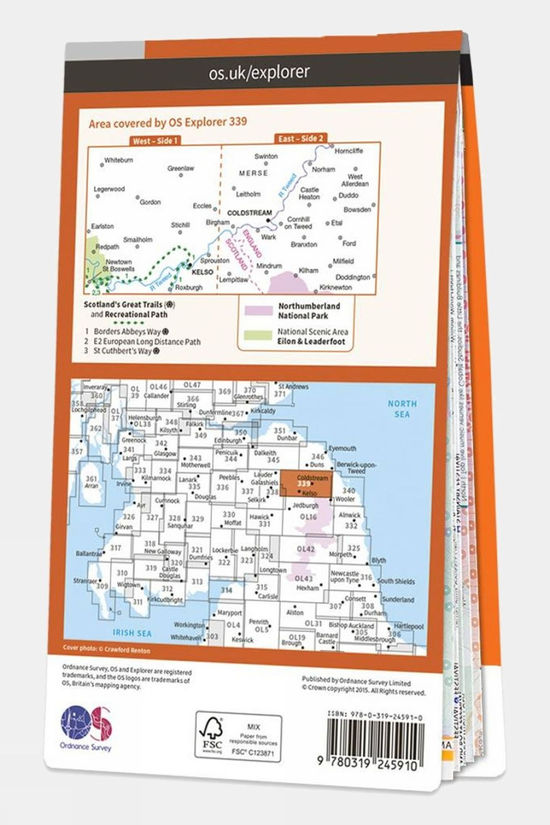  Explorer Map 339 Kelso, Coldstream And Lower Tweed Valley