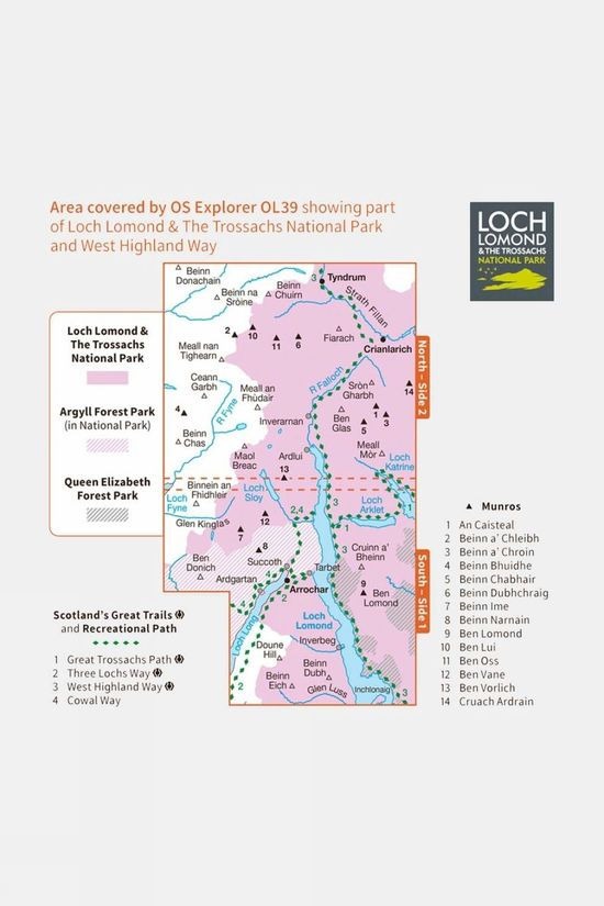  Ordnance Survey Explorer Map OL39 Loch Lomond North