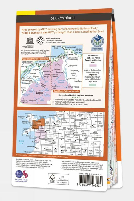  Ordnance Survey Explorer Map OL17 Snowdon And Conwy Valley