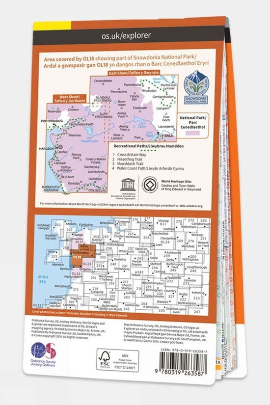  Explorer Map OL18 Harlech, Porthmadog And Y Bala