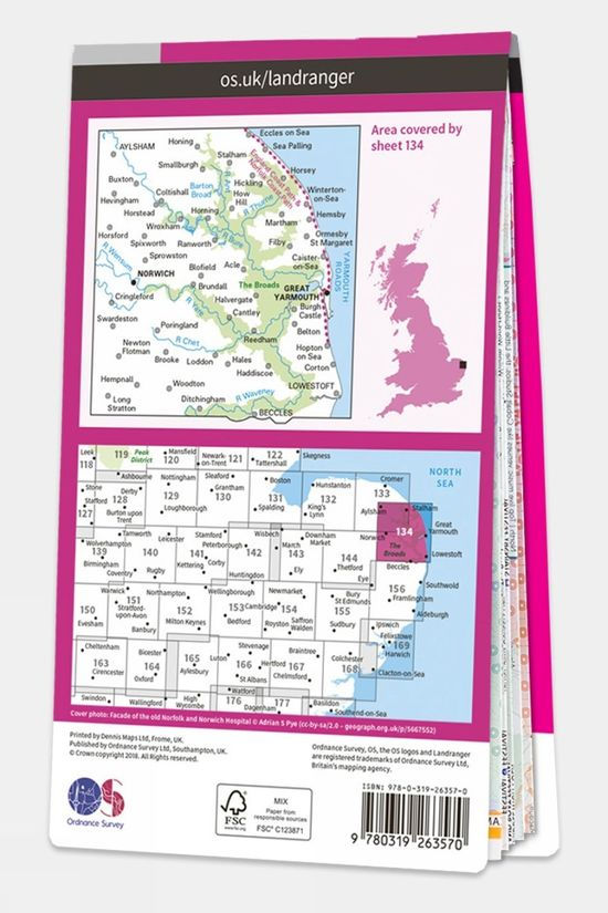  Ordnance Survey Landranger Map 134 Norwich And The Broads