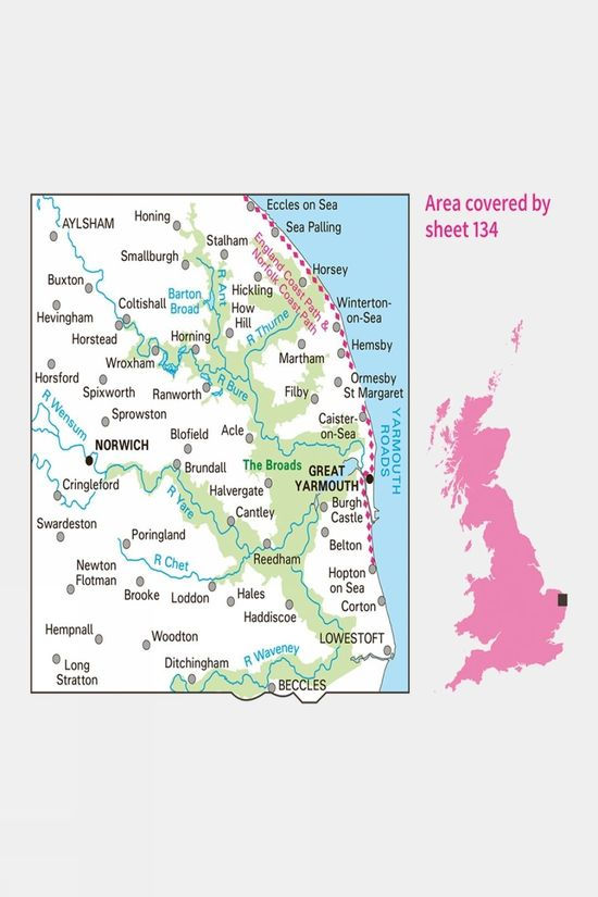  Ordnance Survey Landranger Map 134 Norwich And The Broads