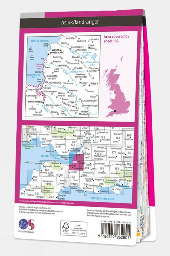  Landranger Map 182 Weston-super-Mare
