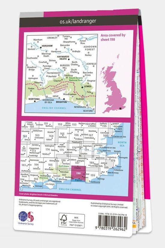  Ordnance Survey Landranger Map 198 Brighton And Lewes