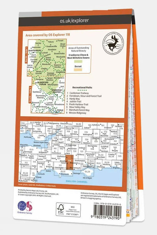  Active Explorer Map 118 Shaftesbury And Cranborne Chase