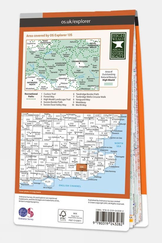  Ordnance Survey Active Explorer Map 135 Ashdown Forest