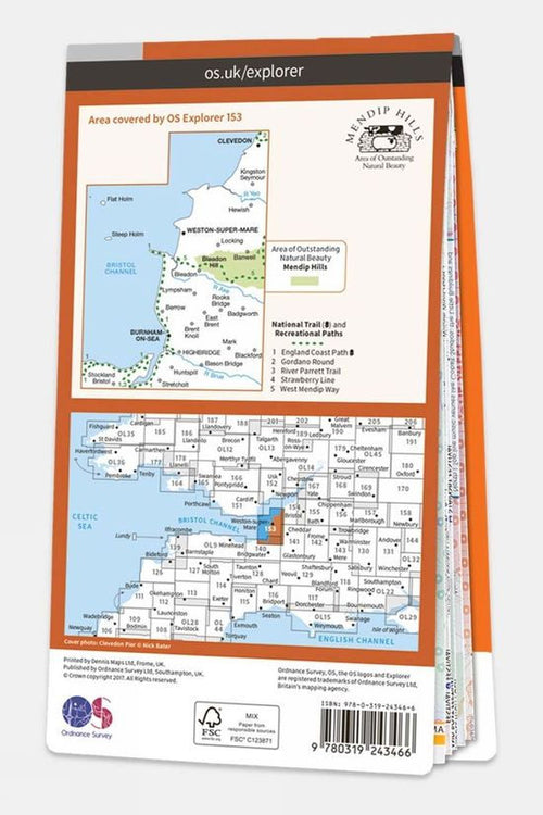  Active Explorer Map 153 Weston-super-Mare And Bleadon Hill