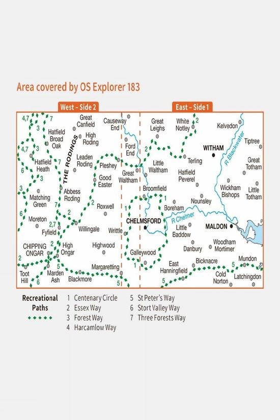  Ordnance Survey Active Explorer Map 183 Chelmsford And The Rodings