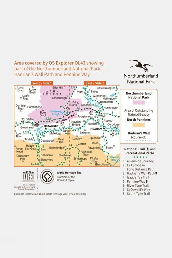  Ordnance Survey Active Explorer Map OL43 Hadrian's Wall