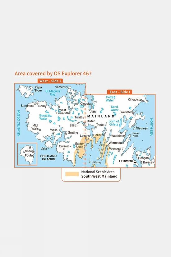  Active Explorer Map 467 Shetland - Mainland Central