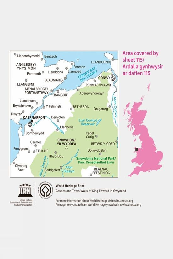  Active Landranger Map 115 Snowdon