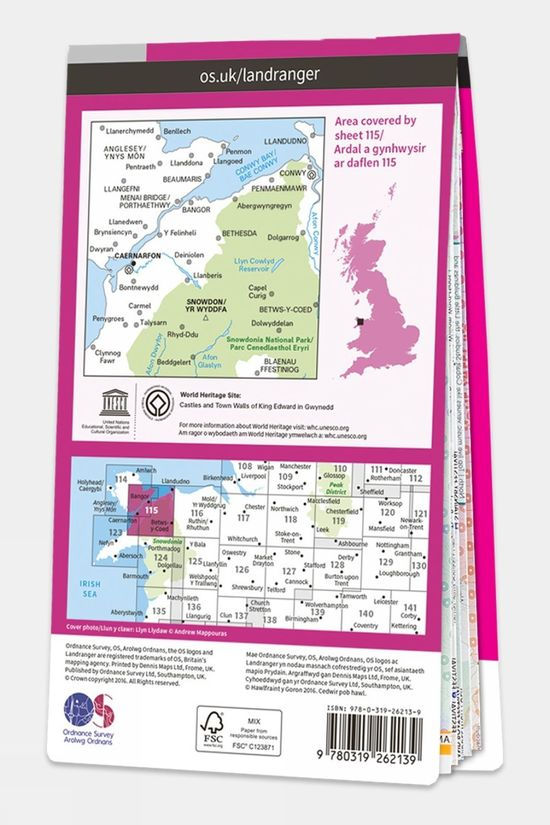  Active Landranger Map 115 Snowdon