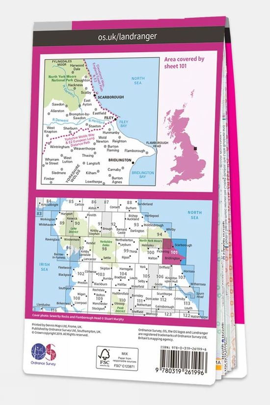  Ordnance Survey Active Landranger Map 101 Scarborough