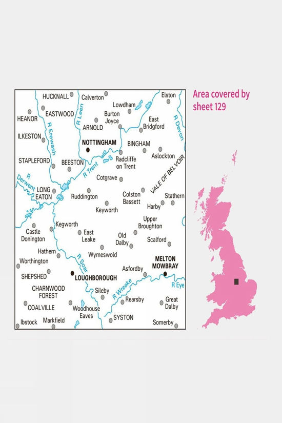  Active Landranger Map 129 Nottingham And Loughborough