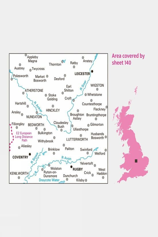  Active Landranger Map 140 Leicester, Coventry And Rugby