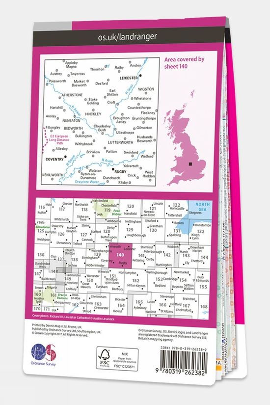  Active Landranger Map 140 Leicester, Coventry And Rugby