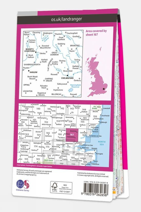  Ordnance Survey Active Landranger Map 167 Chelmsford