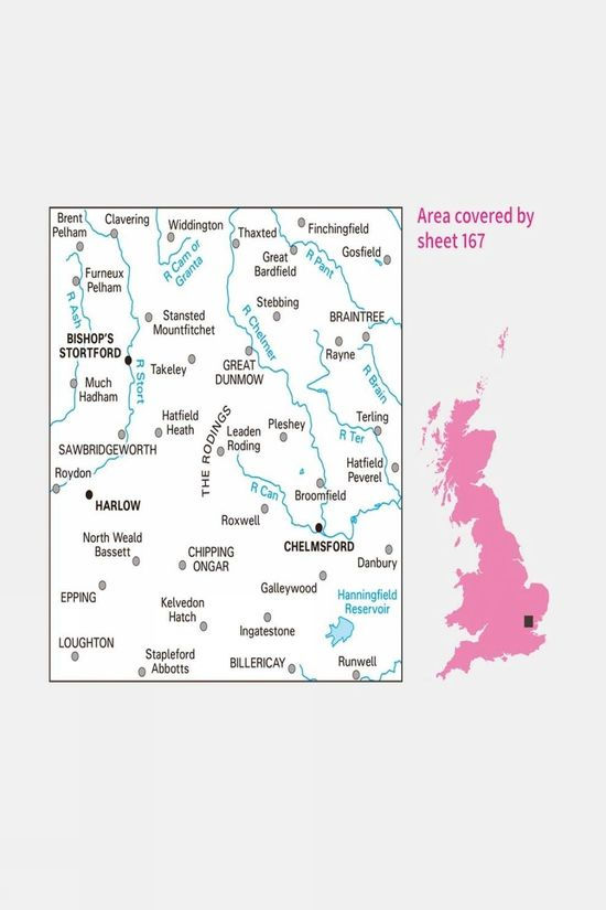  Ordnance Survey Active Landranger Map 167 Chelmsford