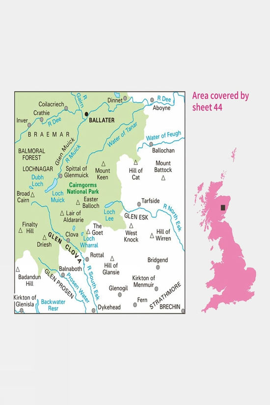  Active Landranger Map 44 Ballater And Glen Clova